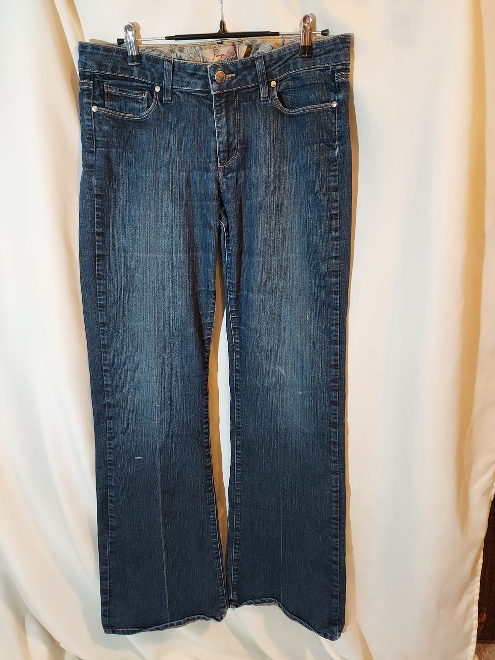PAIGE Skyline Mid Rise Straight Leg Jeans Size 30 Blue Denim Classic